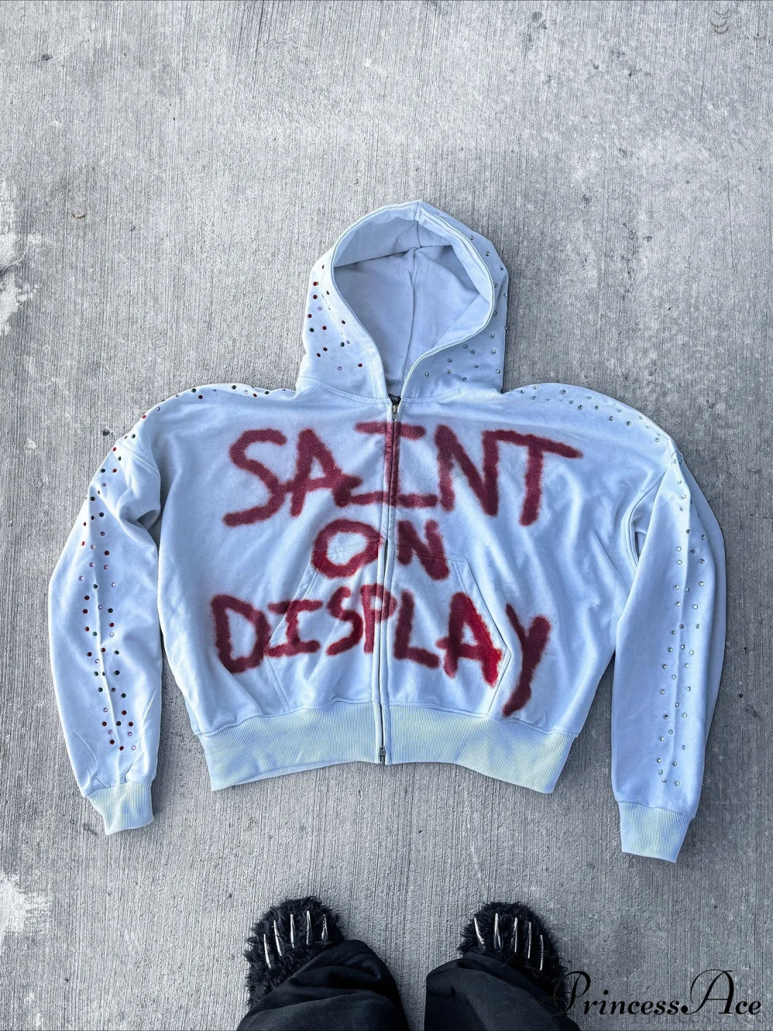 Gothic Rock Letter Print Hoodie - Image 3