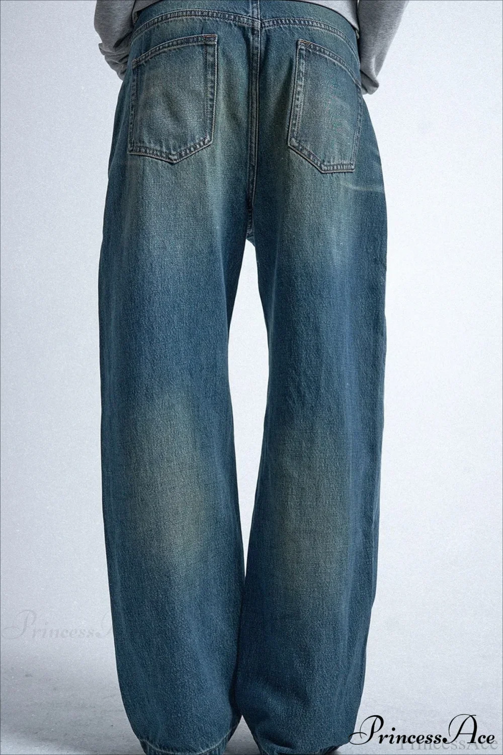 Gothic Streetwear Riveted Loose Jeans - Image 3