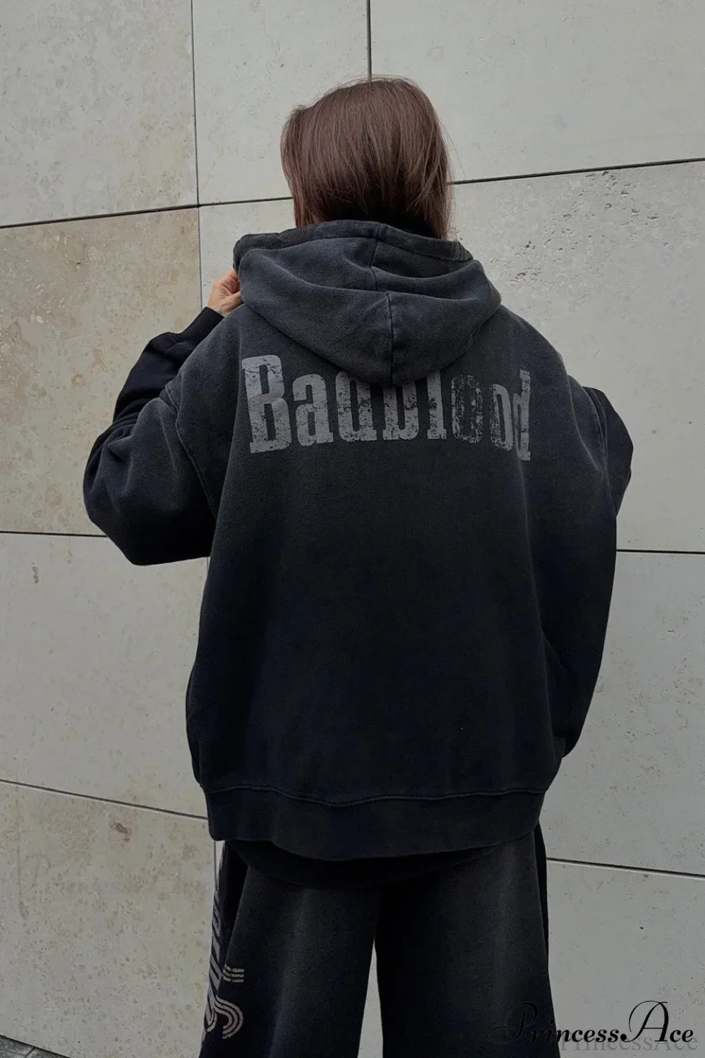 Gradient Letter Distressed Zip Hoodie - Image 2