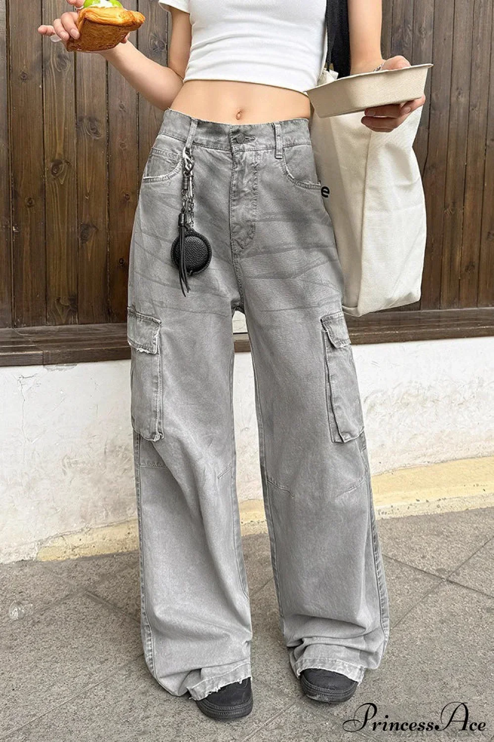 Graffiti Multi-Pocket Micro-Flare Cargo Pants - Image 3