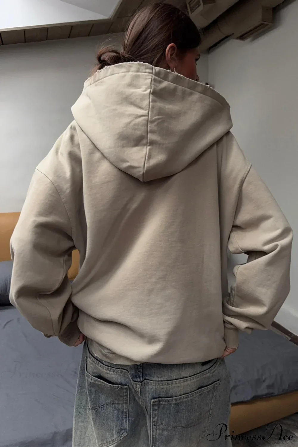 Graffiti Vintage Loose Zip Hoodie - Image 4
