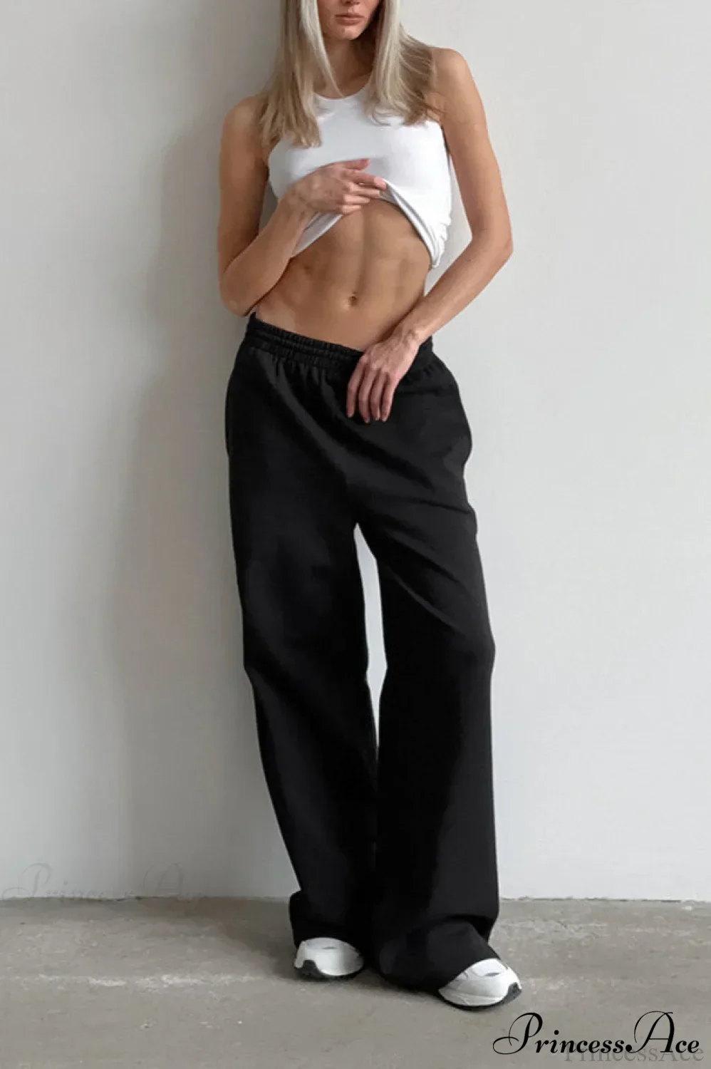 Gray Loose Wide Leg Low Waist Sweat Pants - Image 3