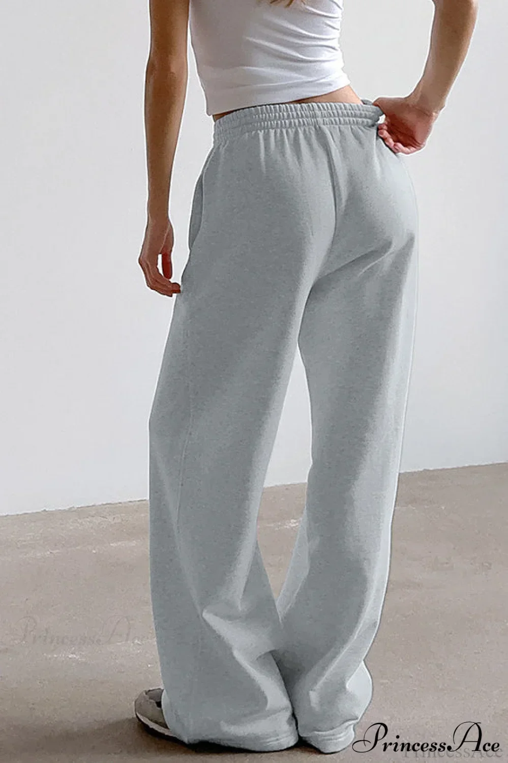 Gray Loose Wide Leg Low Waist Sweat Pants - Image 5