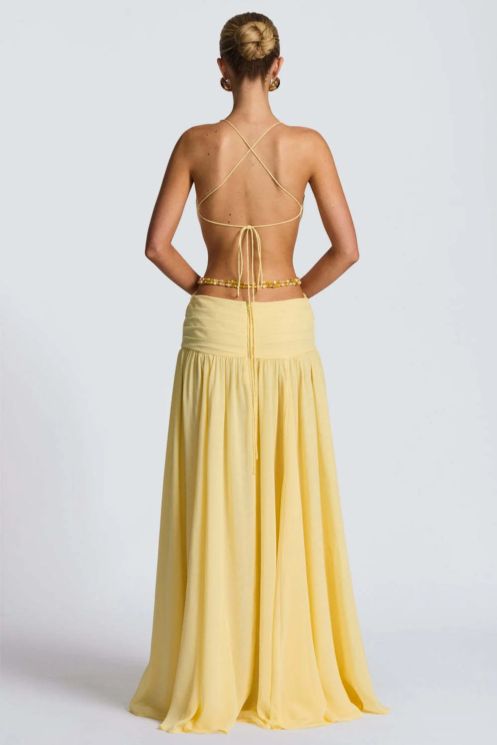 Halter Deep V Tie Backless High Slit Maxi Dress - Image 8