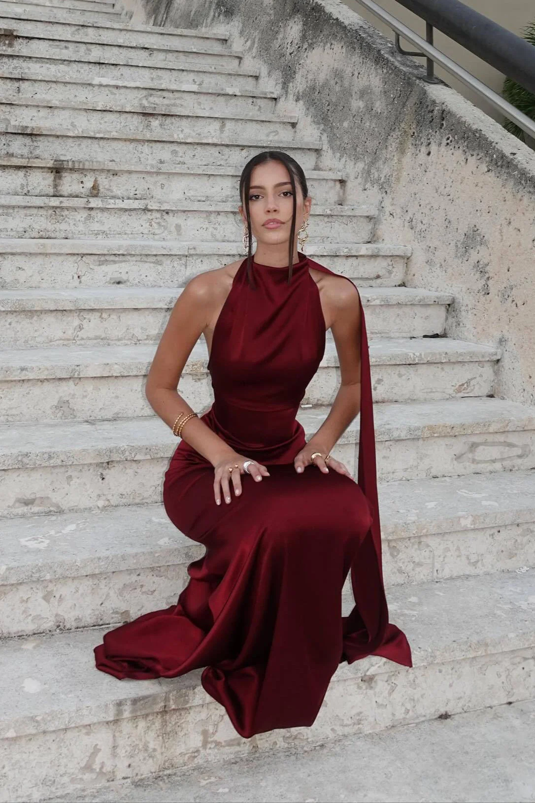 Halter Satin Elegant Solid Color Prom Dress - Image 6