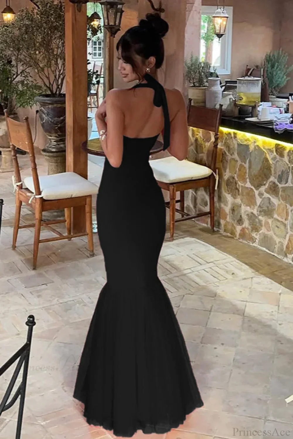 Halter Spliced Fishtail Maxi Dress - Image 4