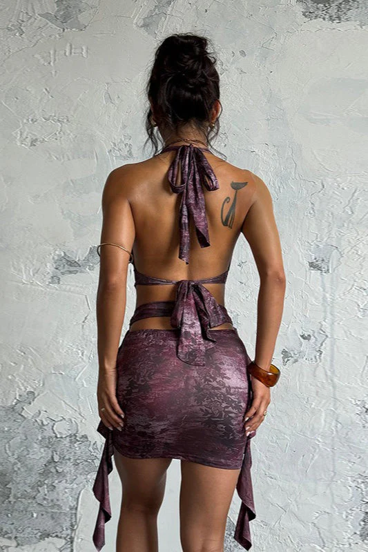Halter Tie Cutout Backless Bodycon Mini Dress - Image 4