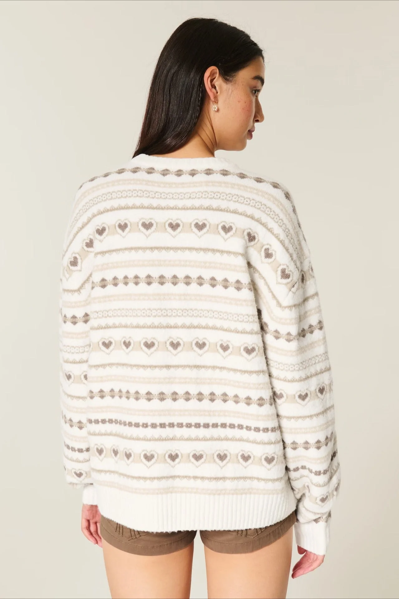 Heart Fair Isle Striped Long Sleeve Knit Sweater - Image 5