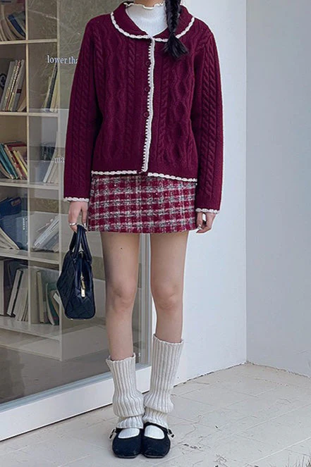 Heavyweight Wool Plaid Bodycon Skirt - Image 10