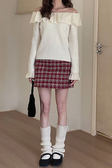 Heavyweight Wool Plaid Bodycon Skirt - Image 11