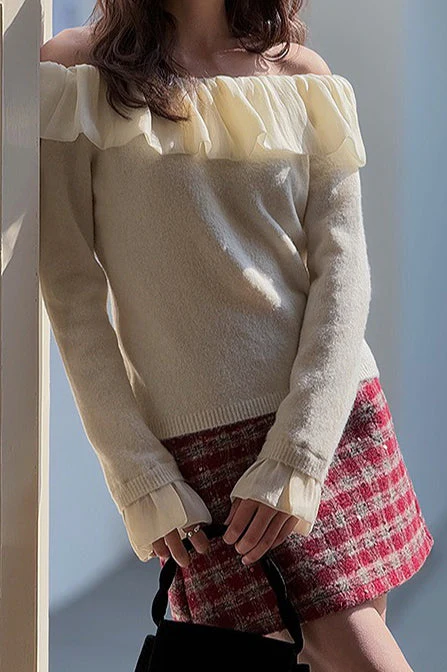 Heavyweight Wool Plaid Bodycon Skirt - Image 8