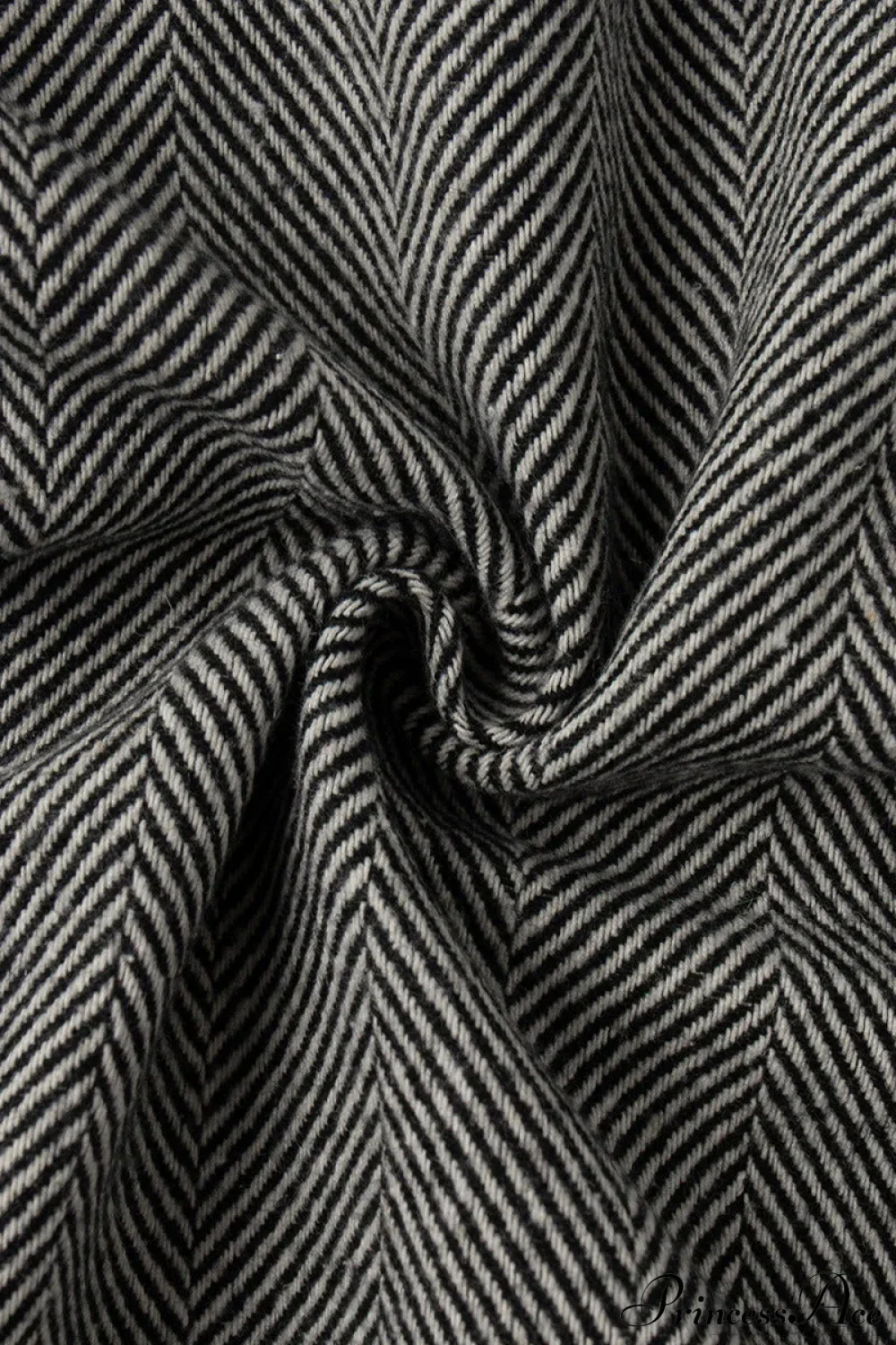 Herringbone Stand Collar Zip Pocket Coat - Image 4
