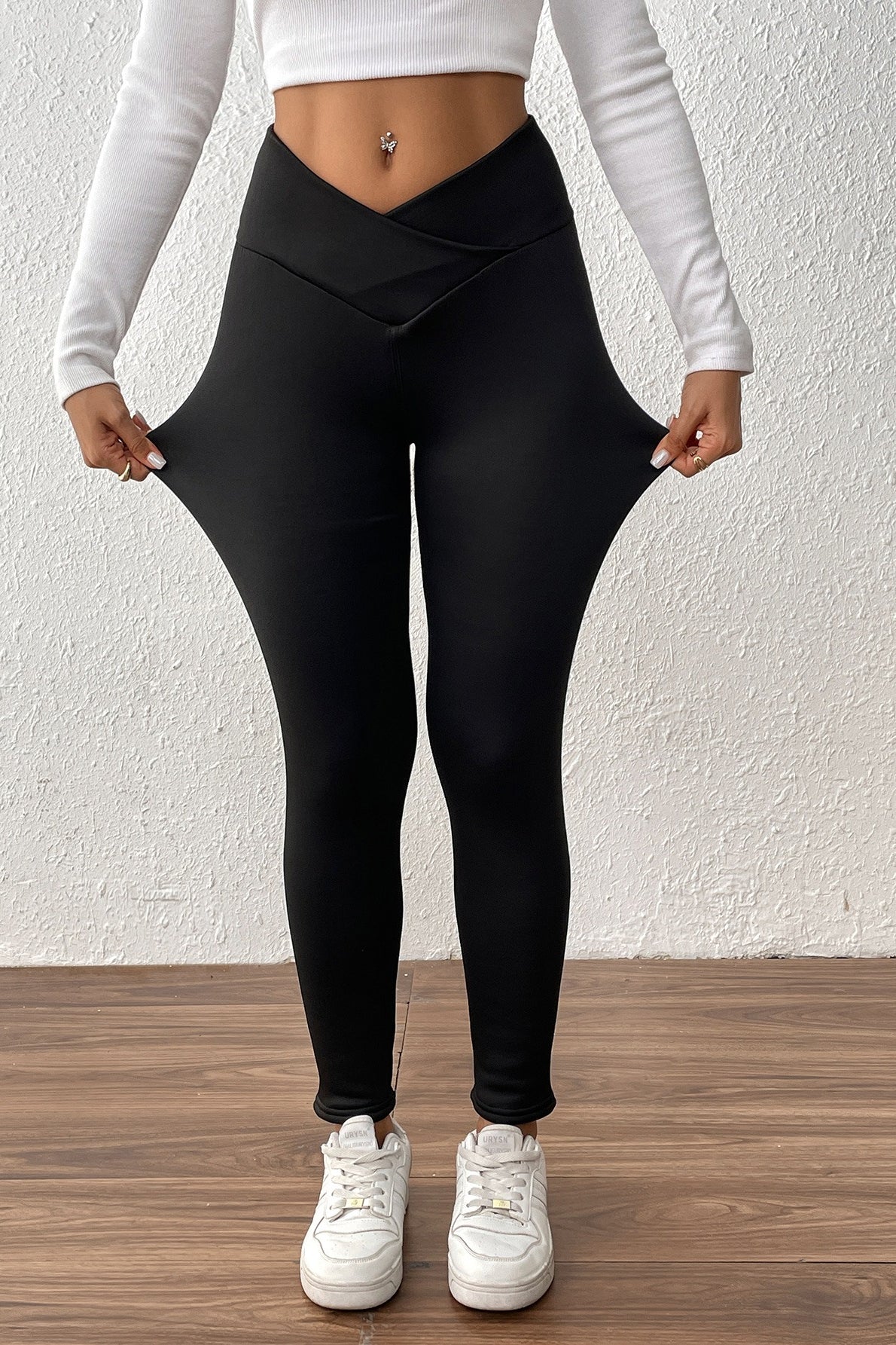 High-Rise Cross Front Thermal Fleece Leggings - Image 3