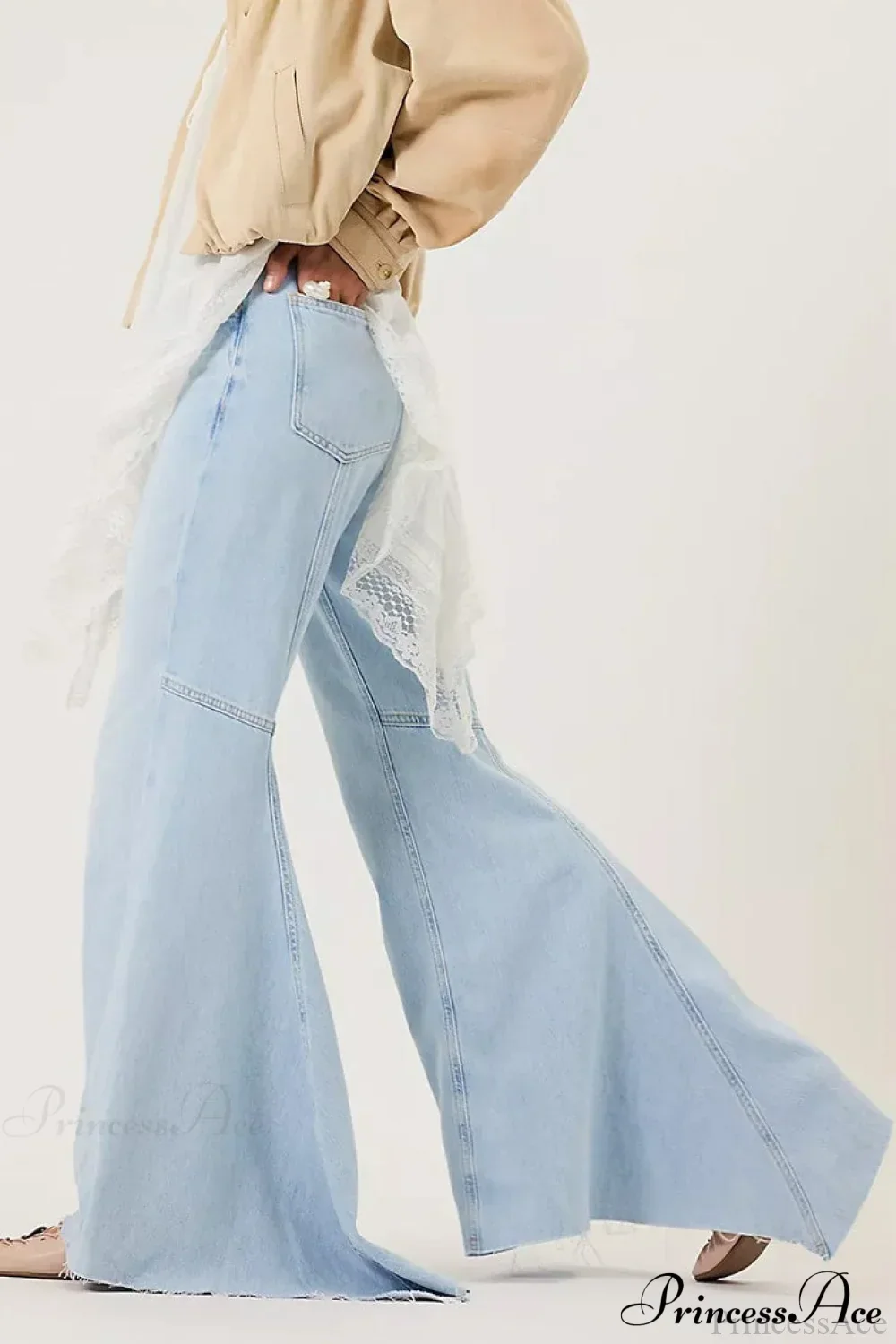 High Waist Floor-Length Wide Flare Elegant Jeans - Image 10