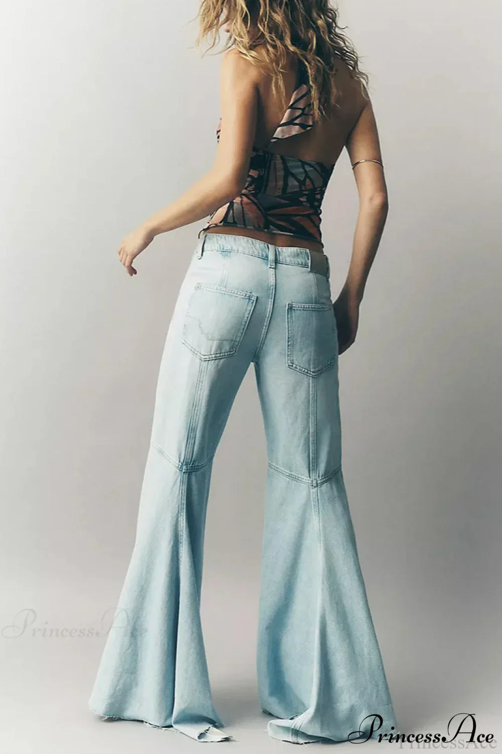 High Waist Floor-Length Wide Flare Elegant Jeans - Image 11