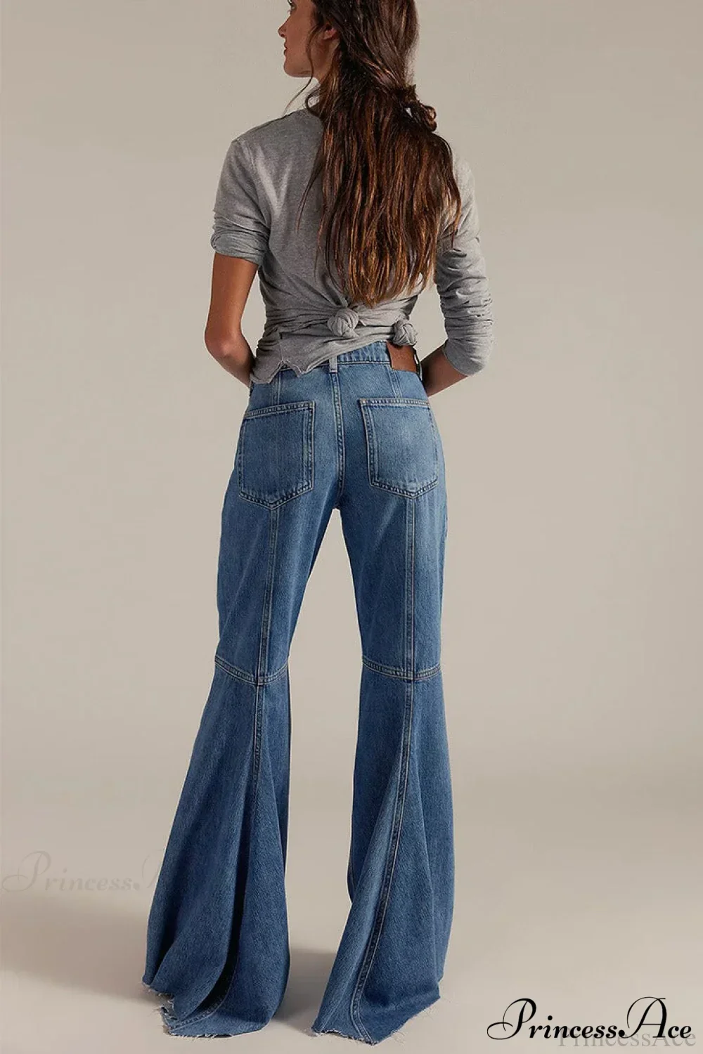 High Waist Floor-Length Wide Flare Elegant Jeans - Image 3