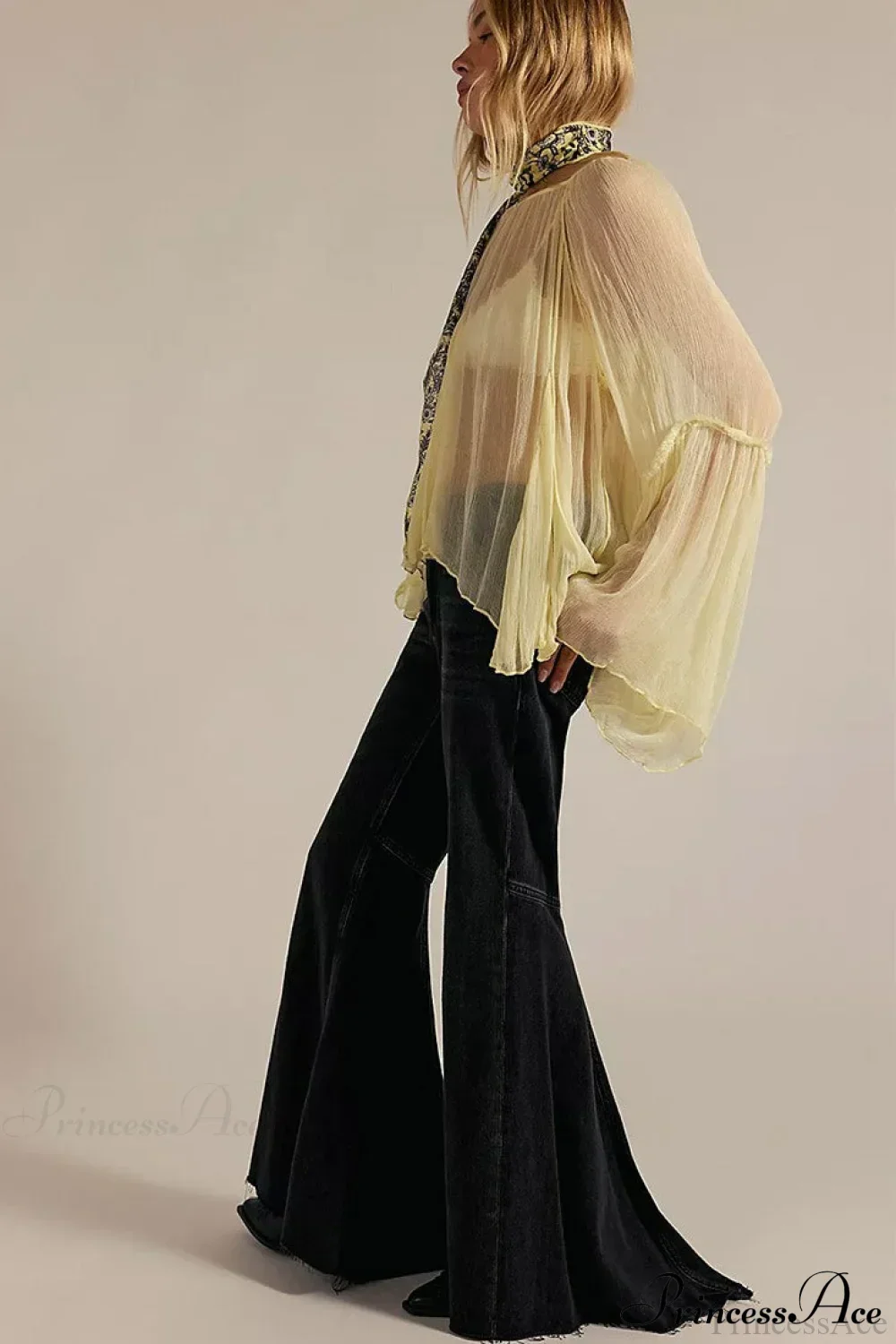 High Waist Floor-Length Wide Flare Elegant Jeans - Image 6