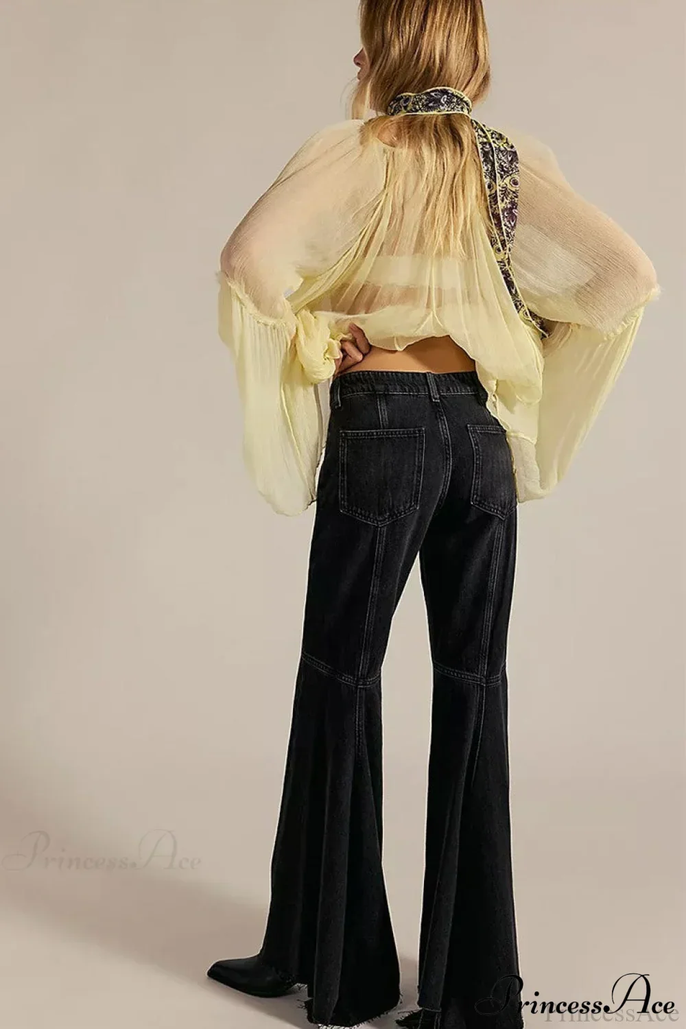 High Waist Floor-Length Wide Flare Elegant Jeans - Image 7