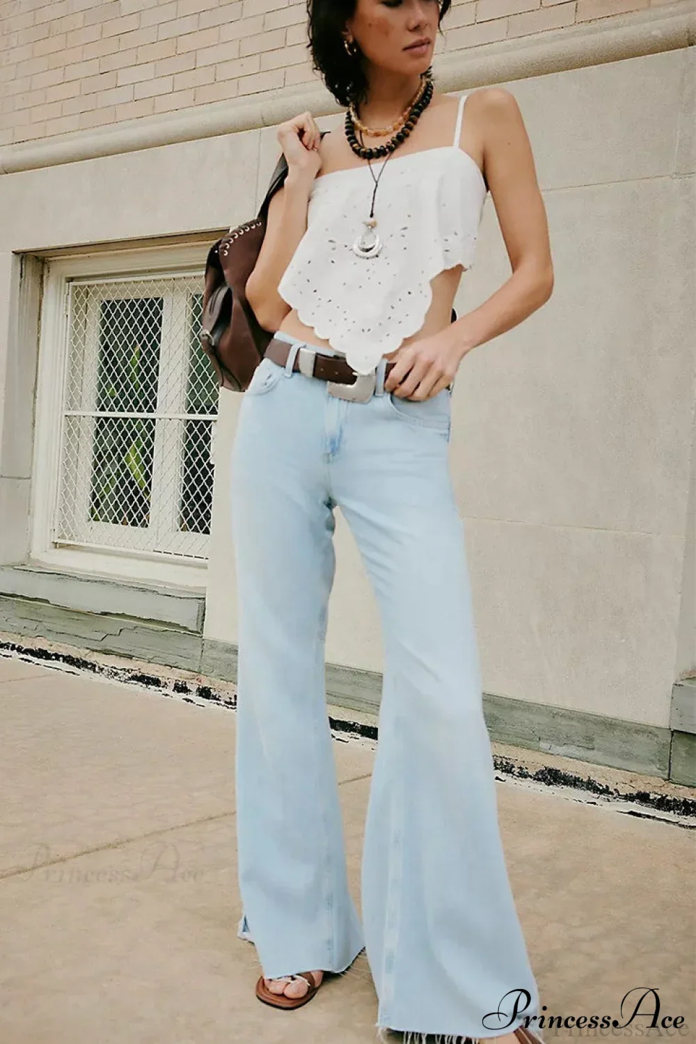 High Waist Floor-Length Wide Flare Elegant Jeans - Image 9