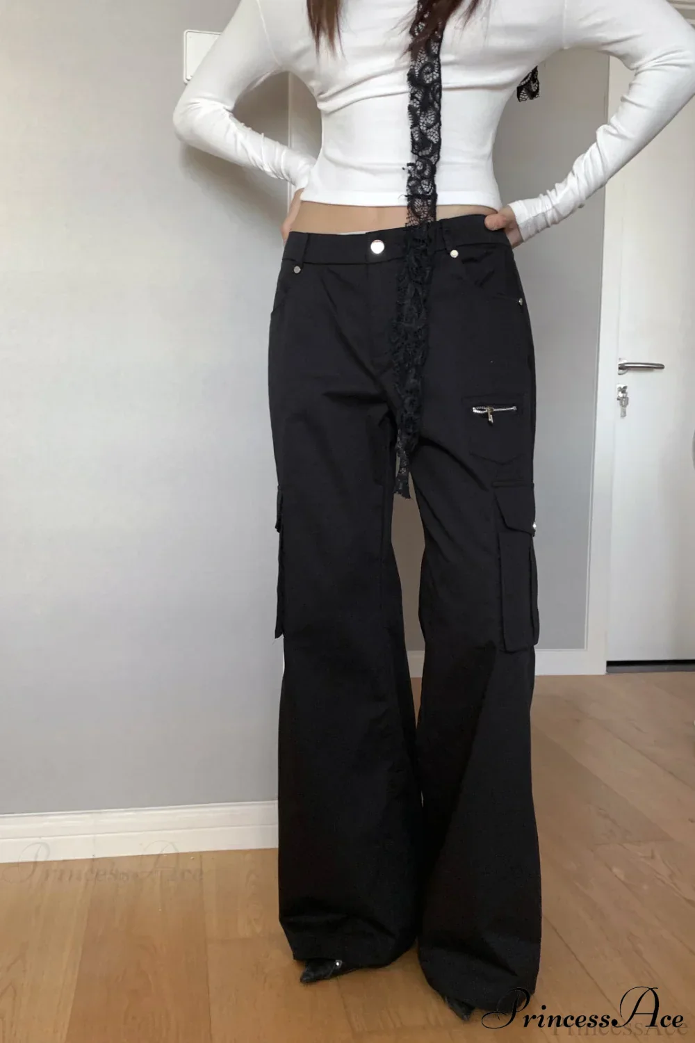 High Waist Loose Multi Pocket Cargo Pants - Image 4