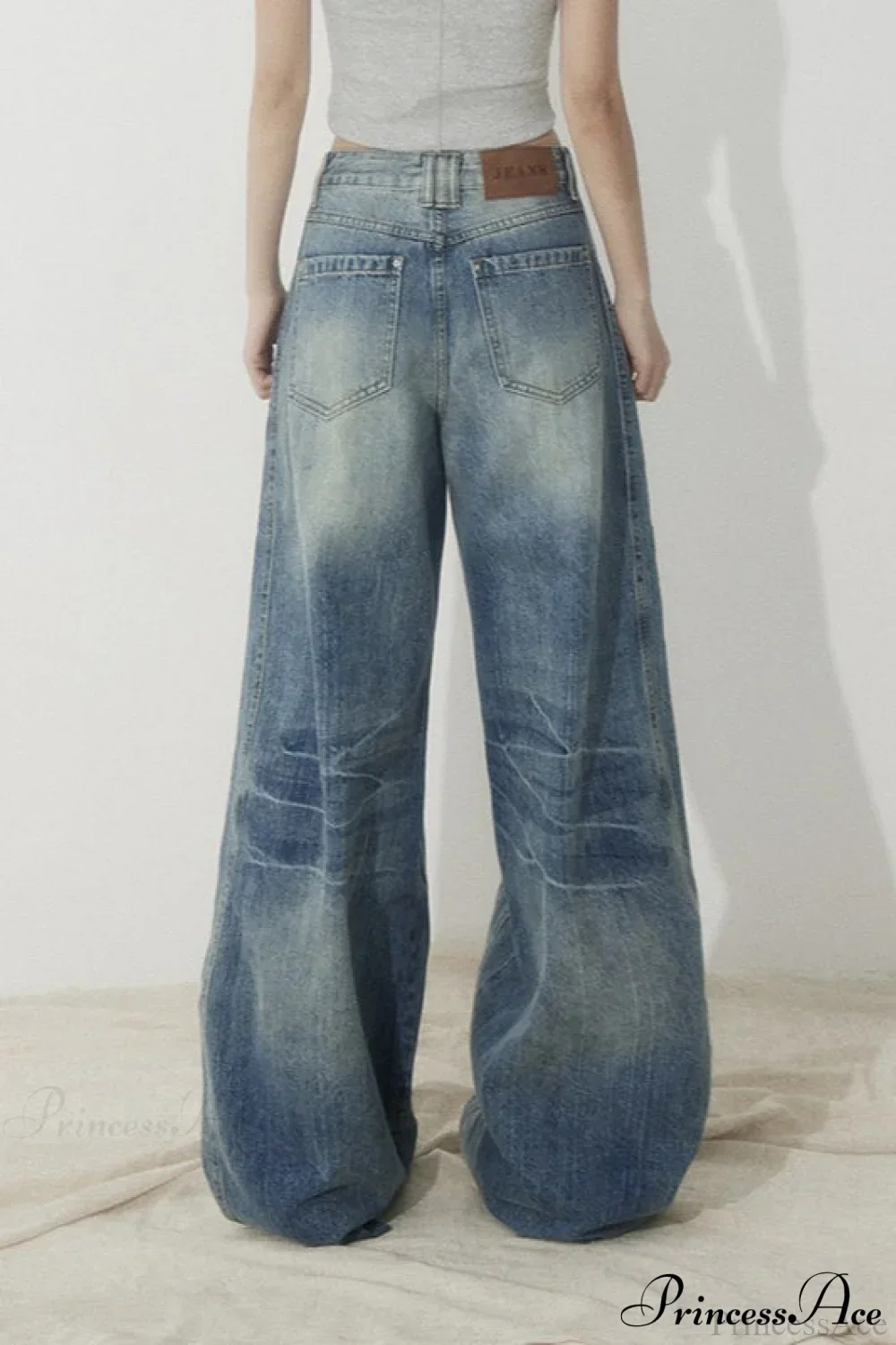 High Waist Loose Wide Leg Sickle Jeans - Image 3