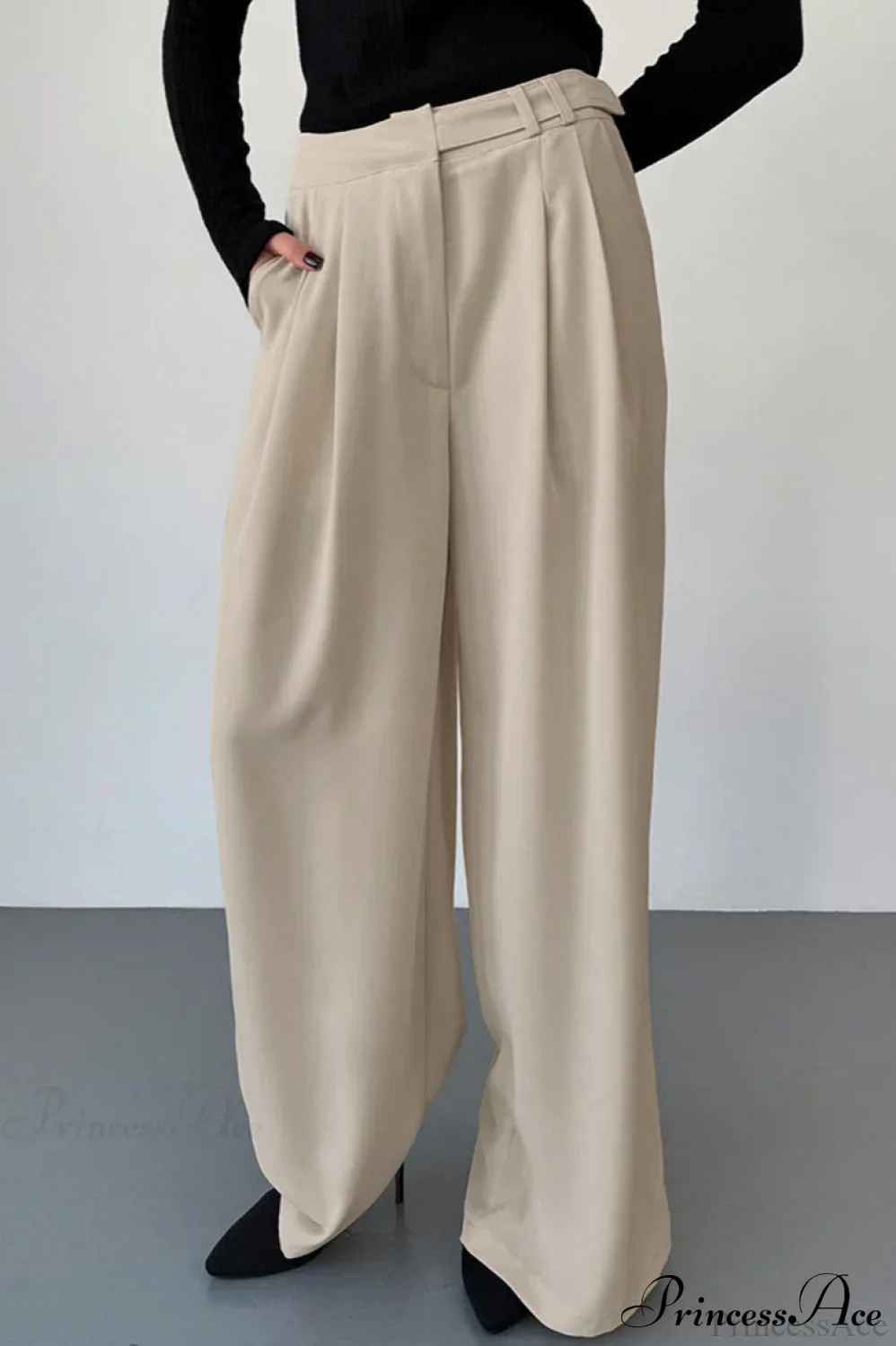 High Waist Loose Wide Leg Solid Pants - Image 2