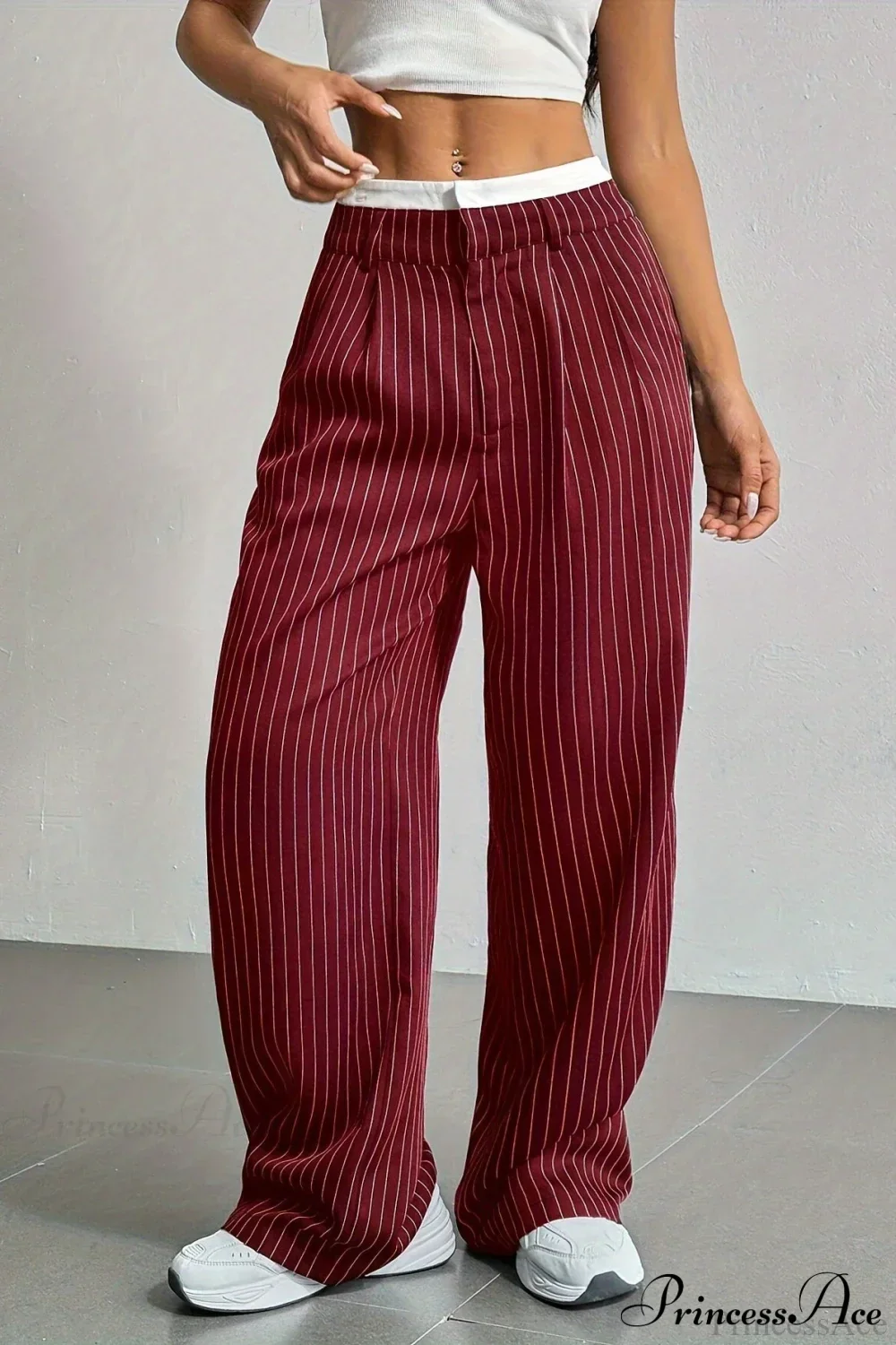 High Waist Patchwork Drapey Straight Leg Pants - Image 5