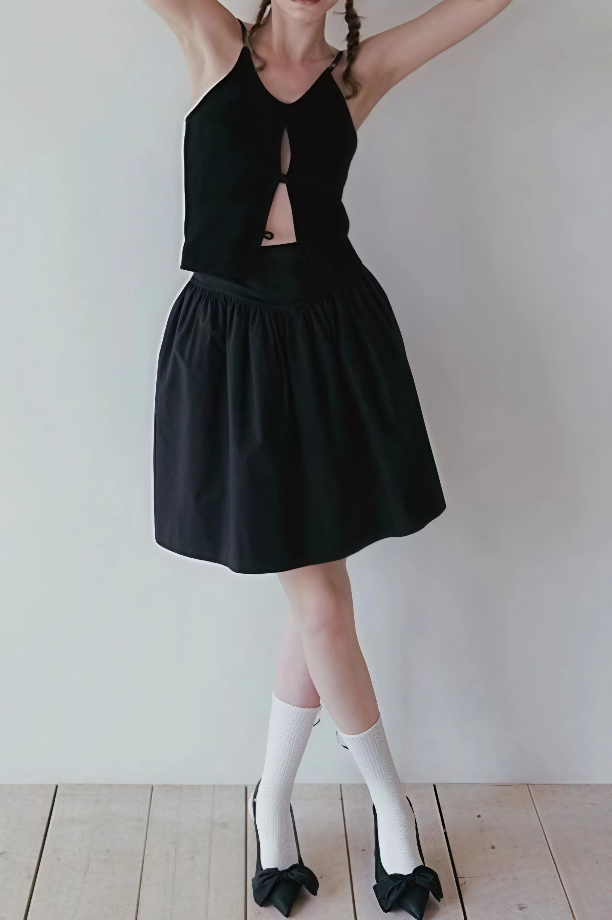 High Waist Pleated Waistband Solid Tulip Vintage Youthful Mini Skirt - Image 6