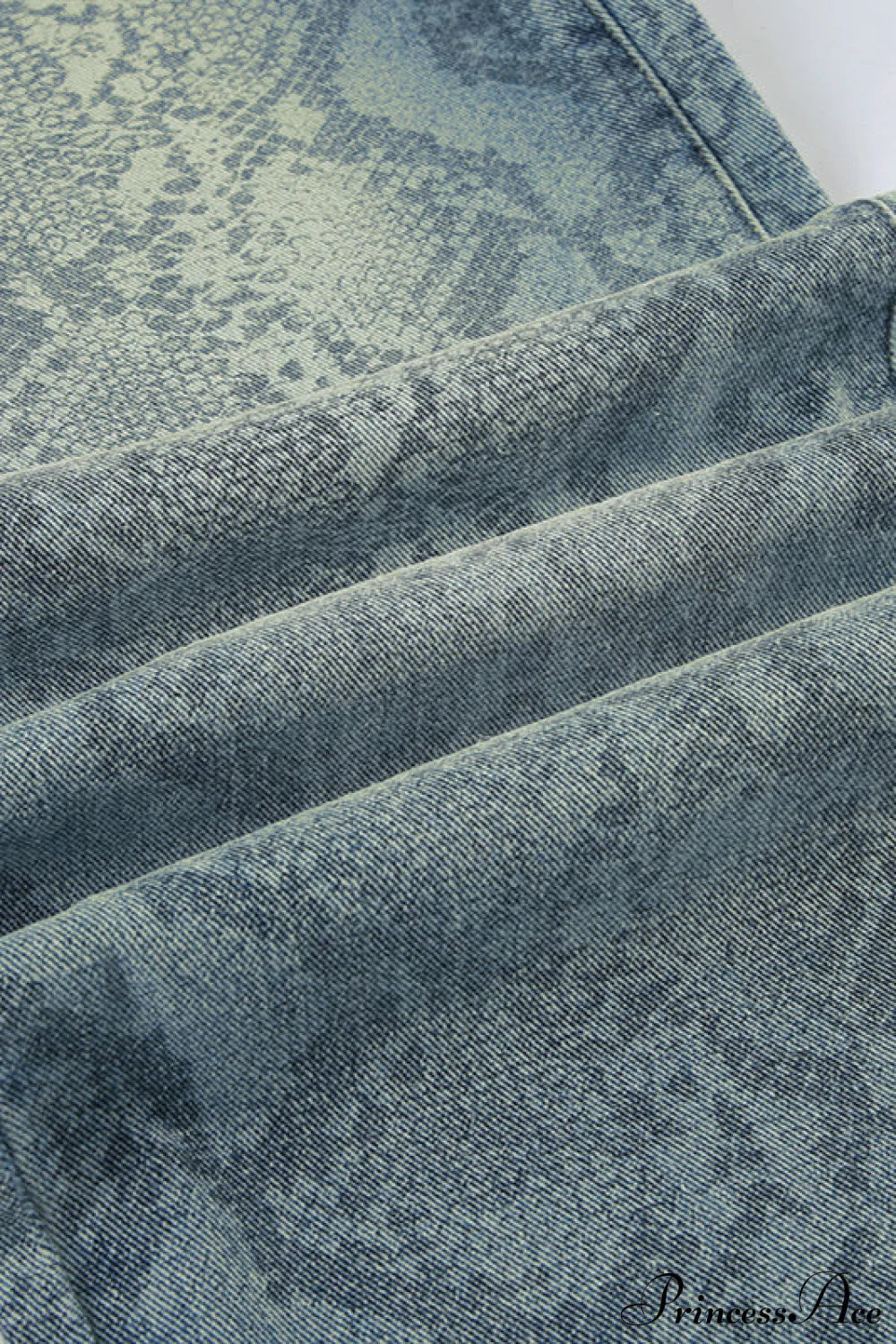 High Waist Snake Print Washed Straight Jeans - Image 4