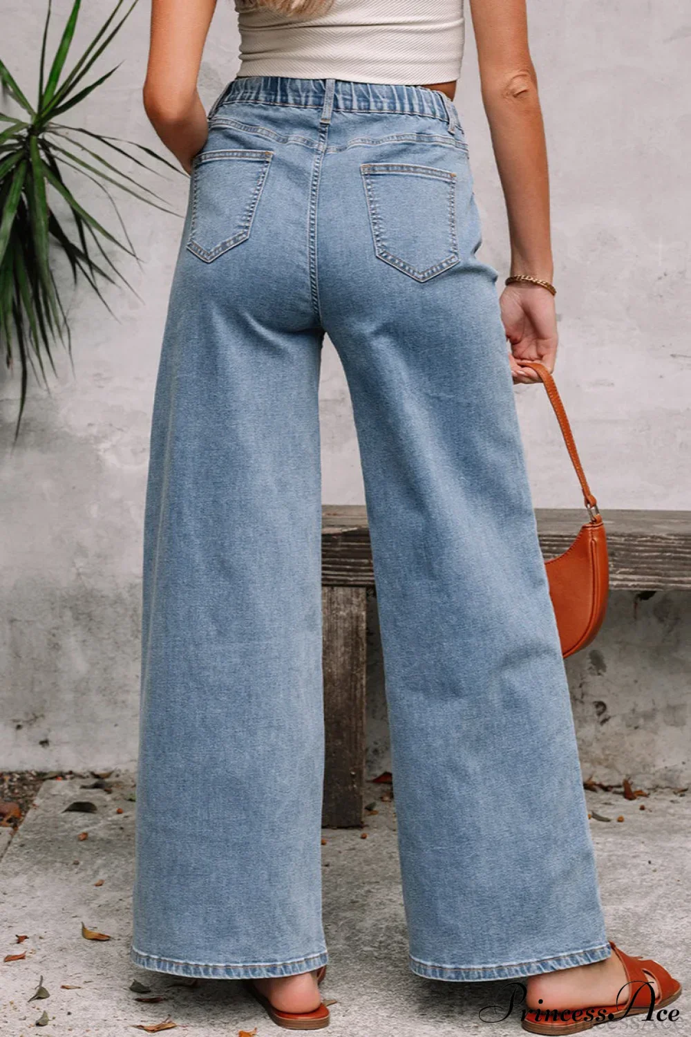 High Waist Solid Pocketed Flared Jeans - Image 4
