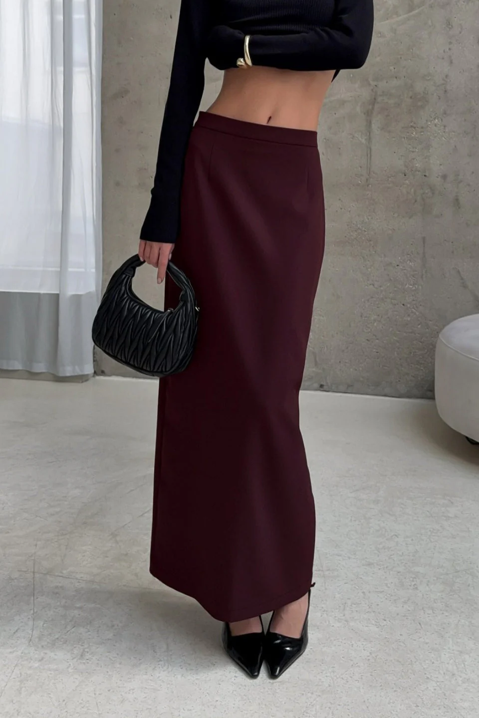 High Waist Straight Slit Long Skirt - Image 2