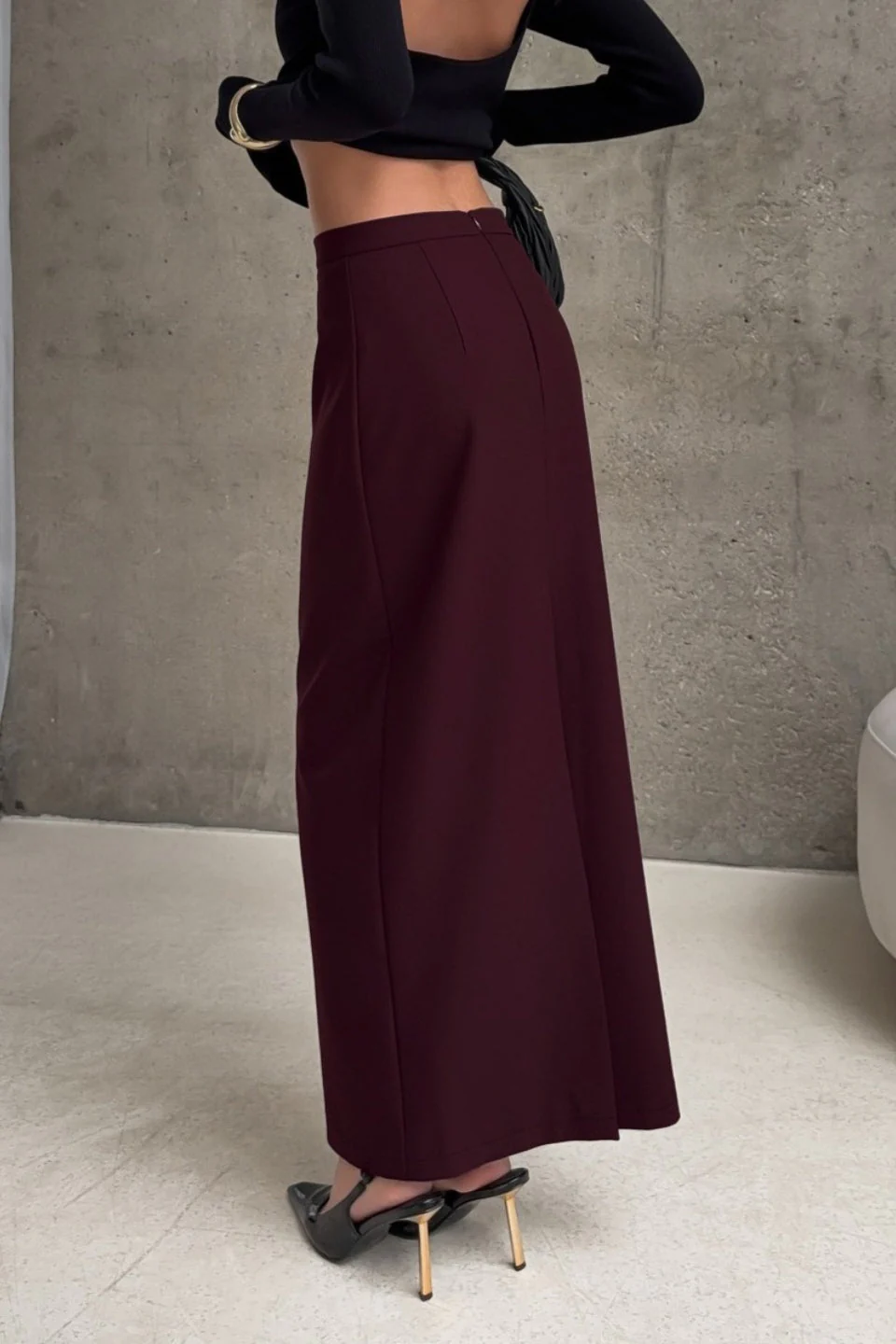 High Waist Straight Slit Long Skirt - Image 3