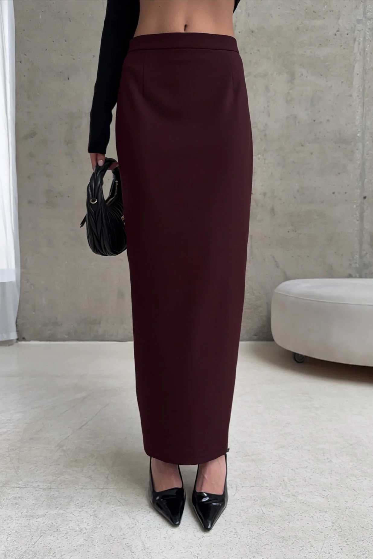 High Waist Straight Slit Long Skirt - Image 4