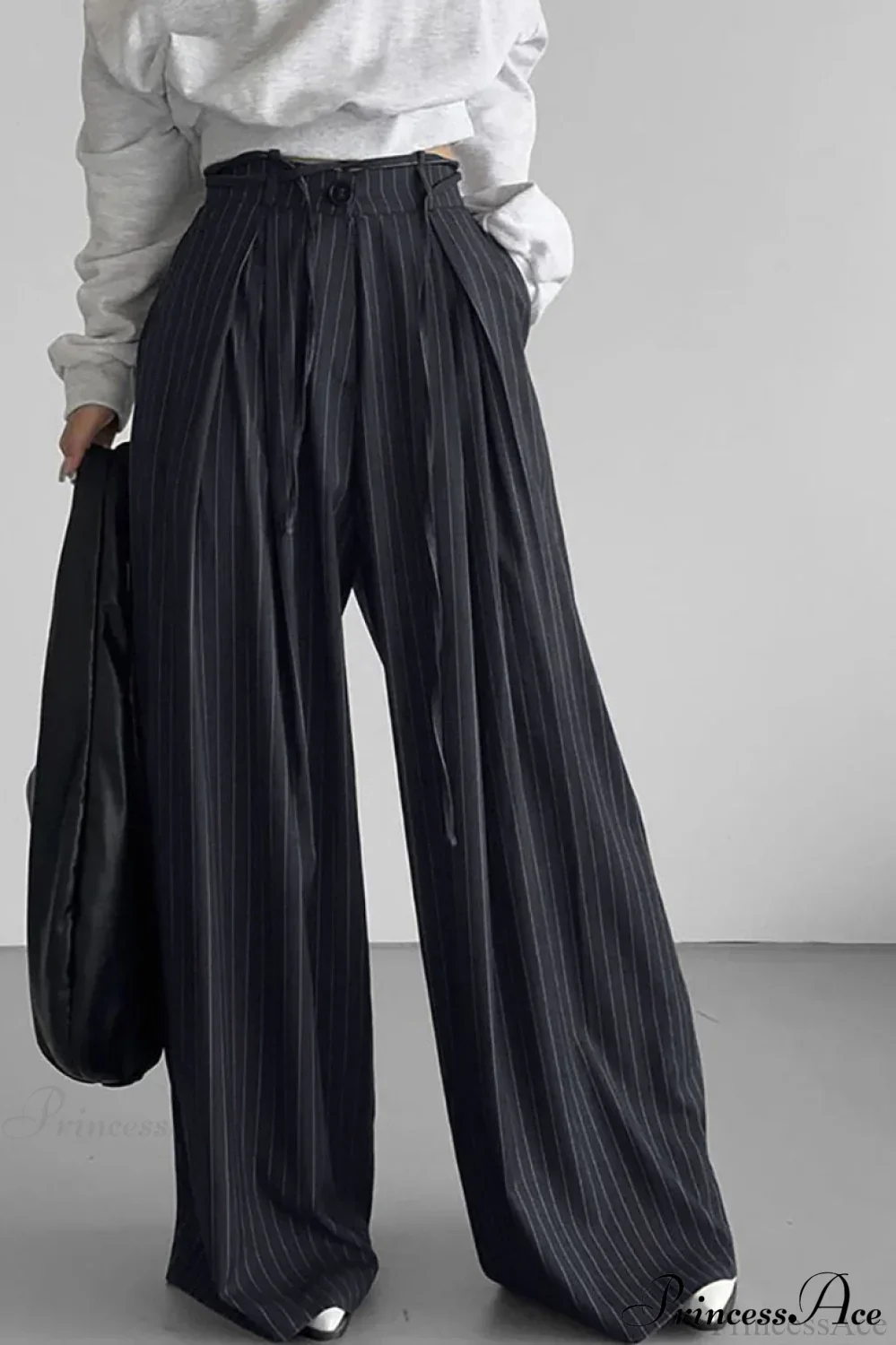 High Waist Striped Wide Leg Tailored Pants - Image 2