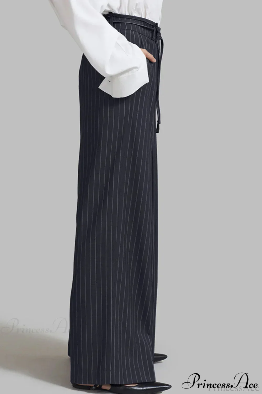 High Waist Striped Wide Leg Tailored Pants - Image 3