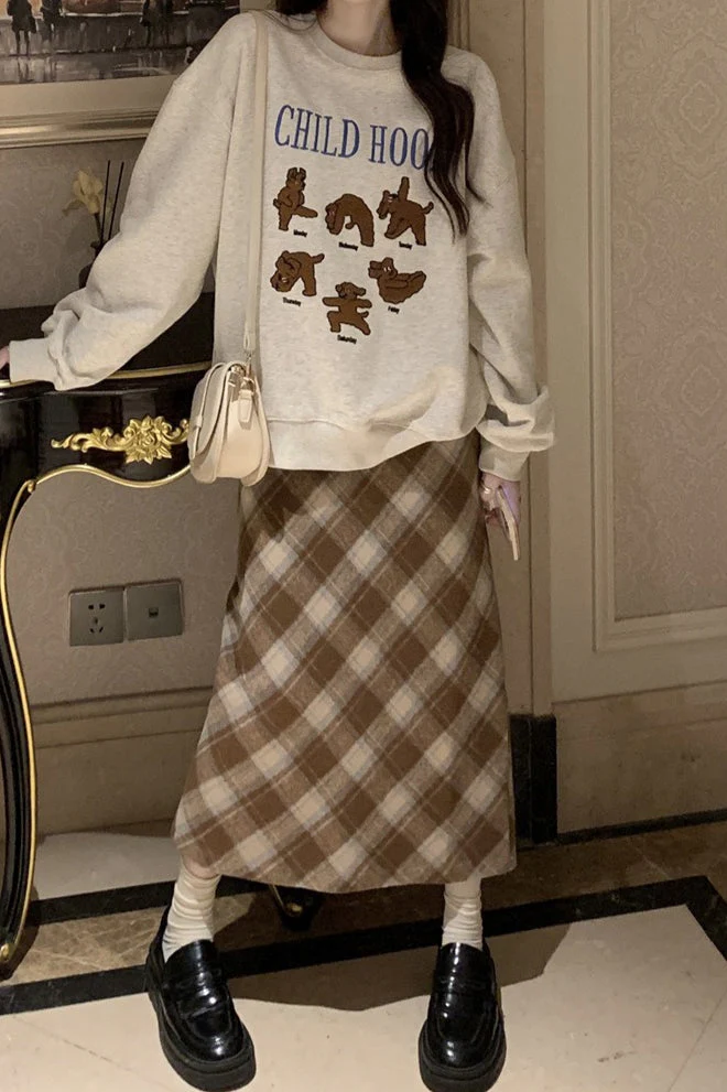 High Waist Vintage A-Line Slit Skirt - Image 9