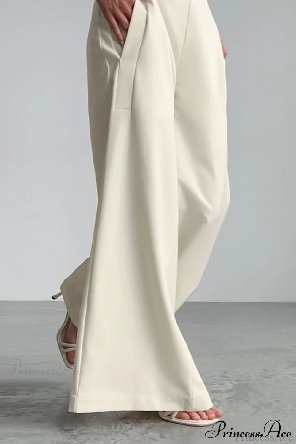 High Waist Wide Leg Solid Casual Pants - Image 3