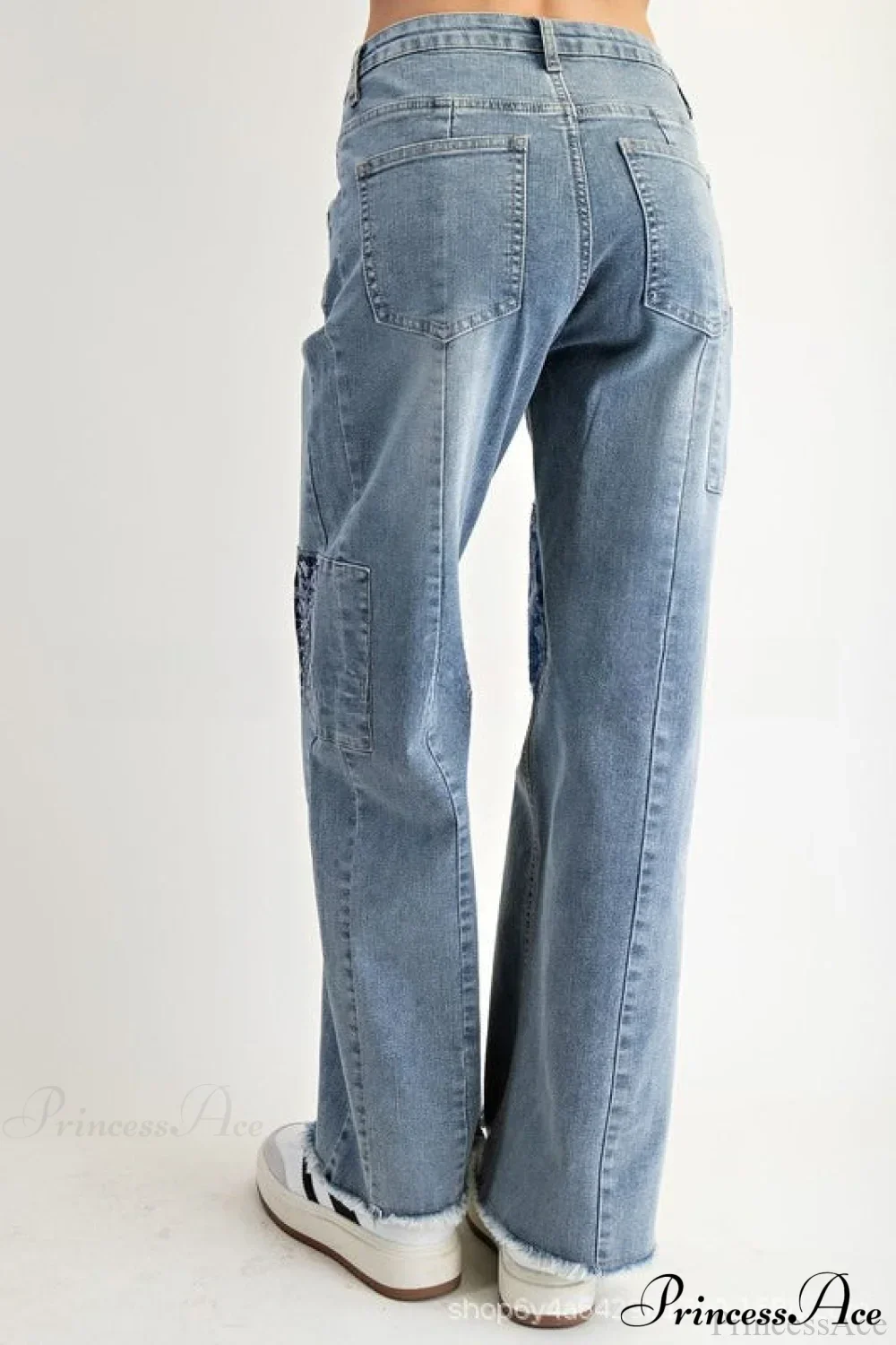 High Waisted Appliqué Straight Leg Jeans - Image 5