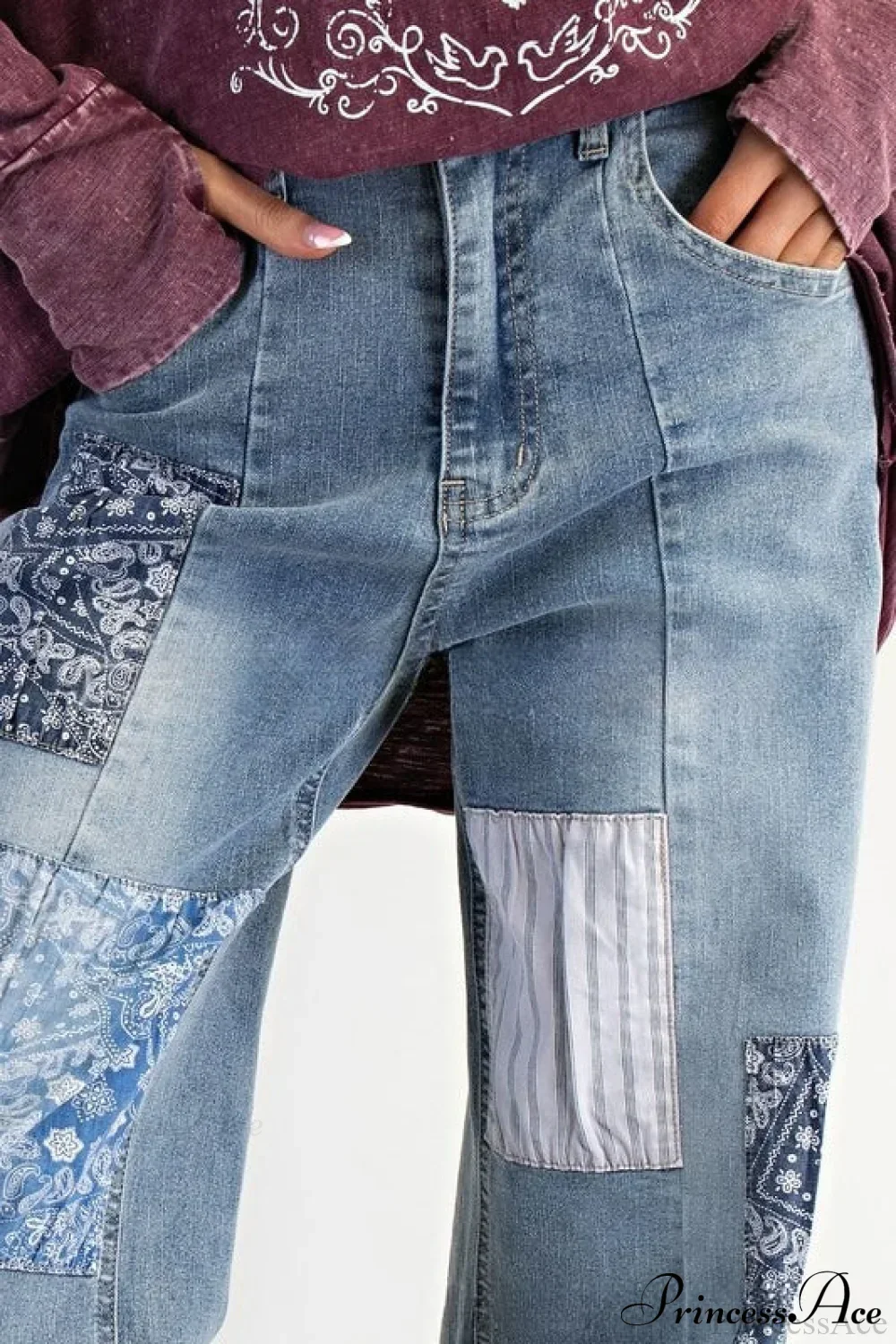 High Waisted Appliqué Straight Leg Jeans - Image 6