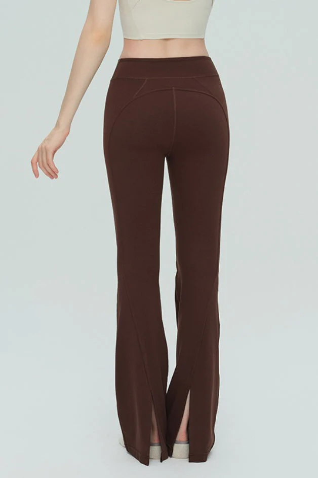 High-Waisted Breathable Flared Workout Slit Leggings - Image 2