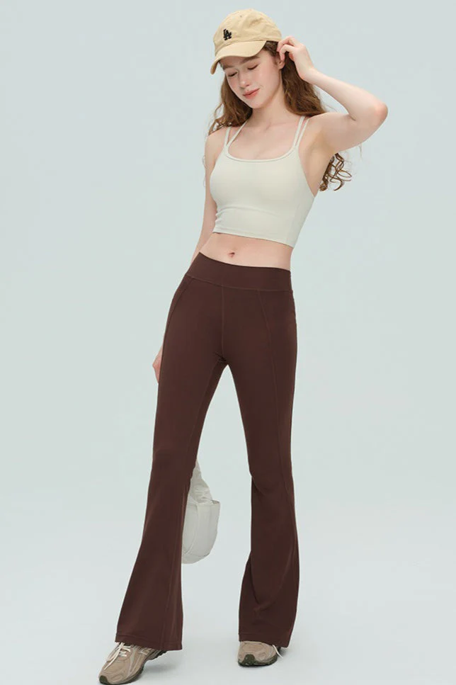 High-Waisted Breathable Flared Workout Slit Leggings - Image 5