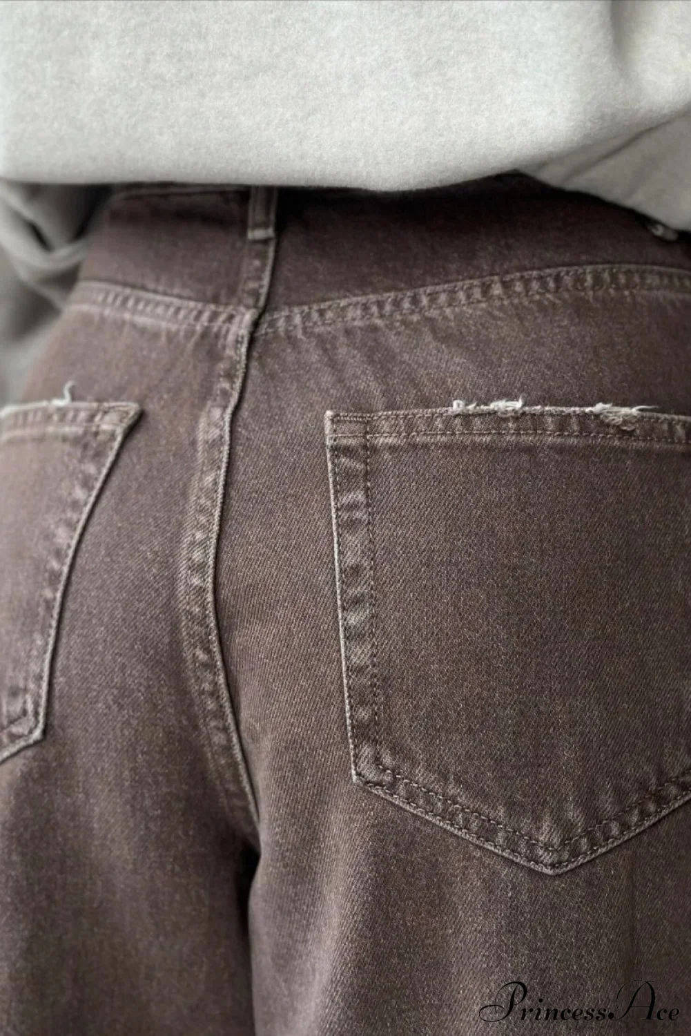 High Waisted Brown Straight Leg Jeans - Image 4