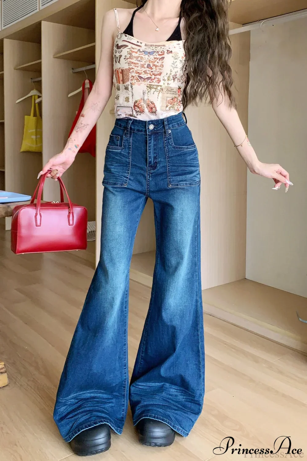 High-Waisted Flare Relaxed Full-Length Jeans - Image 3