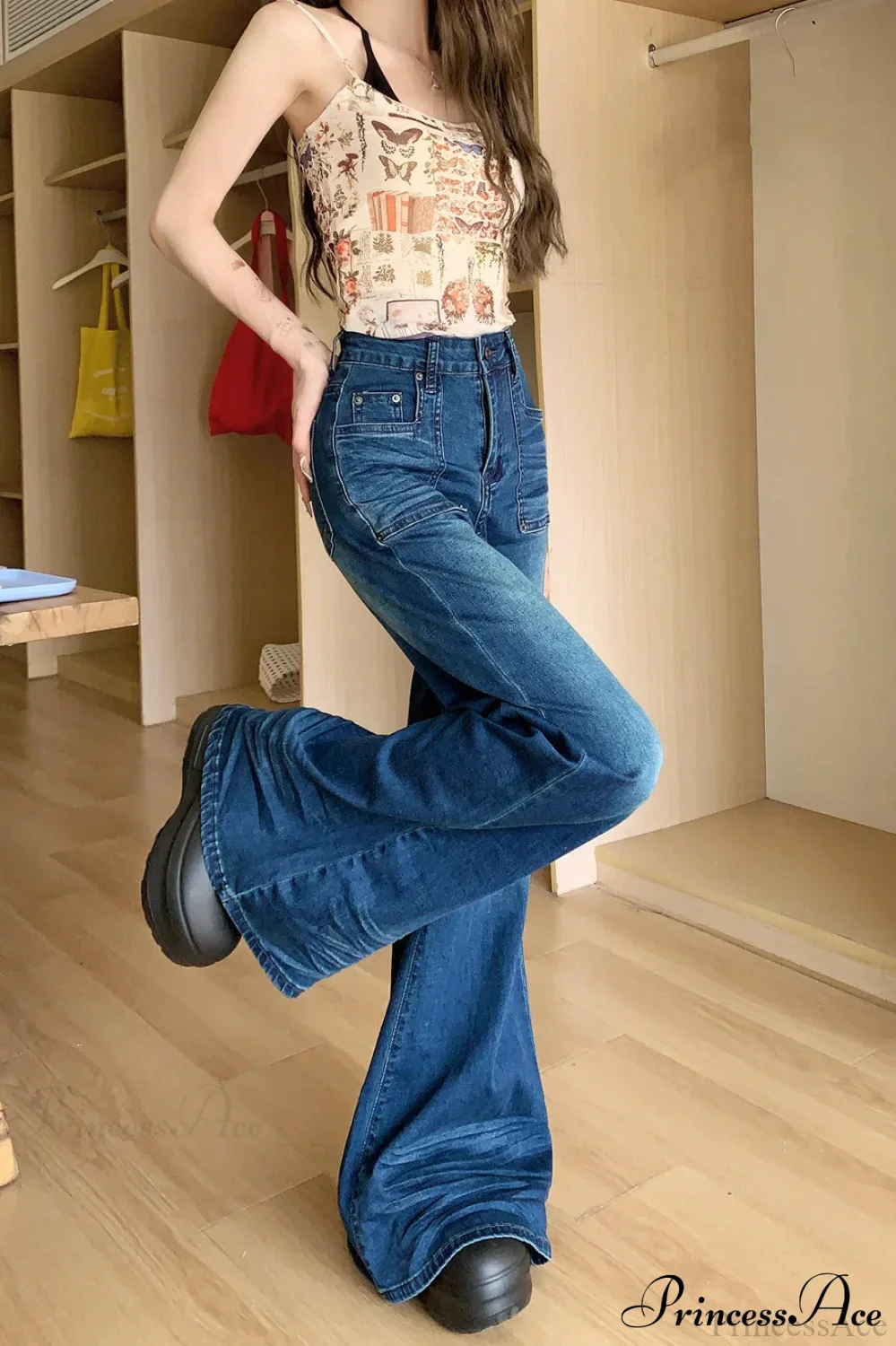 High-Waisted Flare Relaxed Full-Length Jeans - Image 4