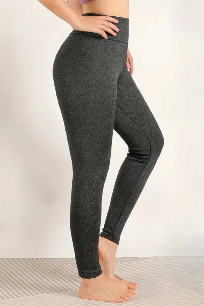 High-Waisted Fleece Lined Pebbled Thermal Leggings - Image 7