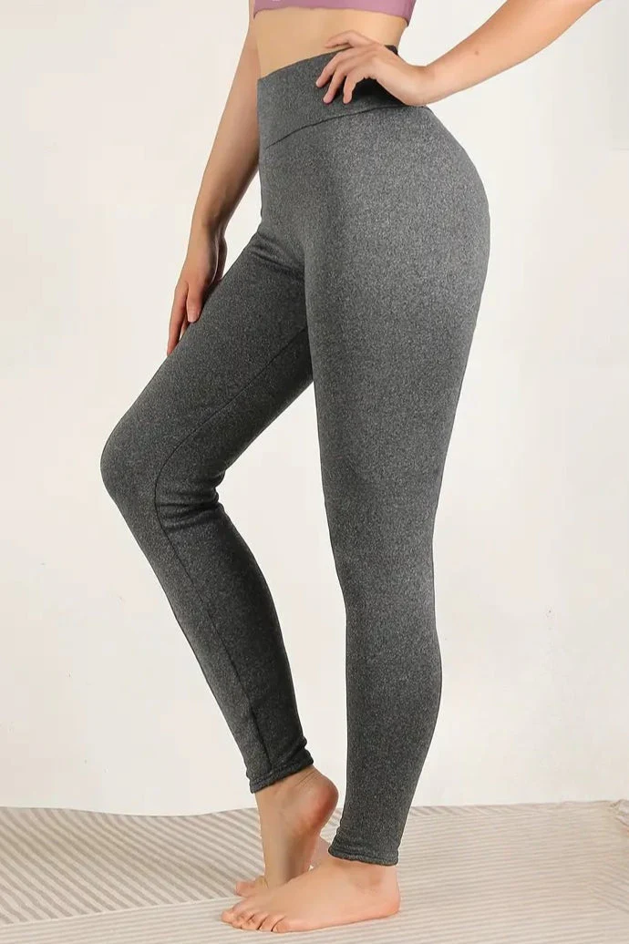 High-Waisted Fleece Lined Pebbled Thermal Leggings - Image 9