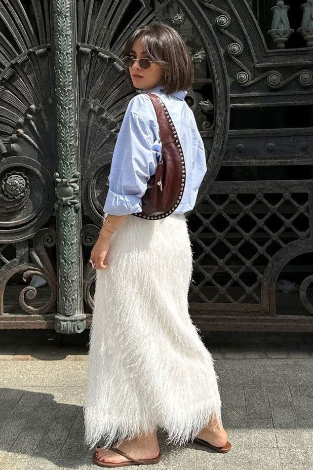 High-Waisted Fringe Elegant Maxi Skirt - Image 2
