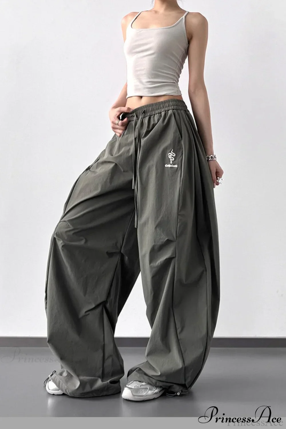 High-Waisted Loose Wide-Leg Cargo Pants - Image 3