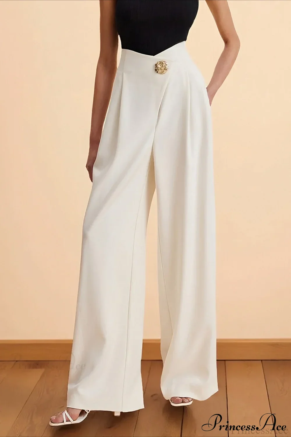High-Waisted Wide-Leg Asymmetric Pants - Image 3