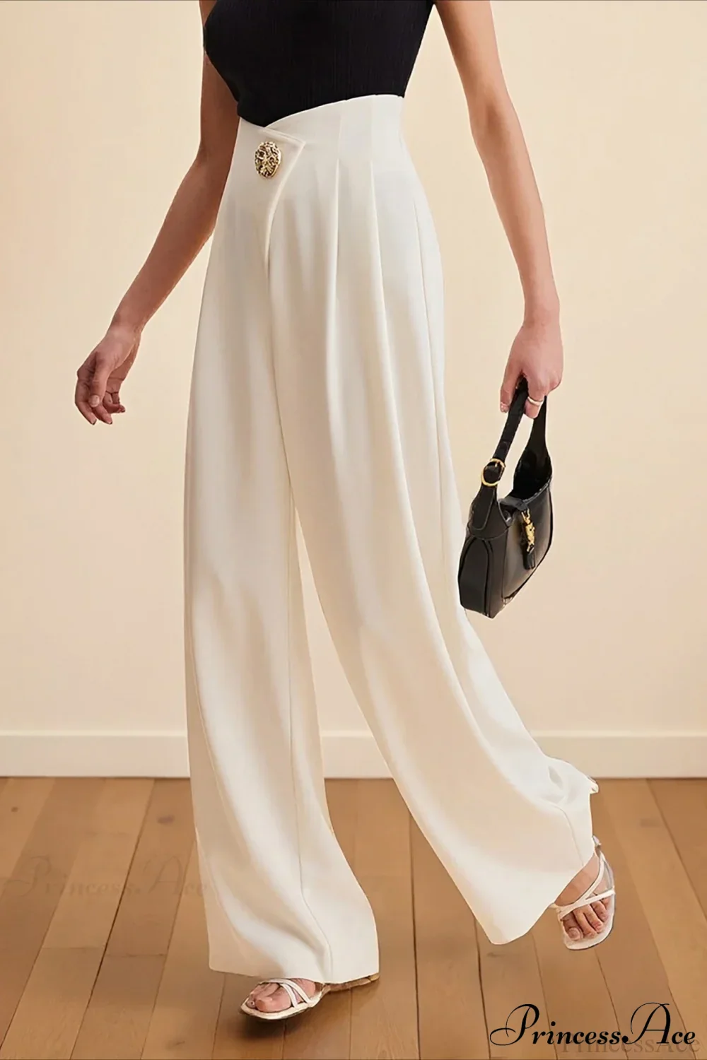 High-Waisted Wide-Leg Asymmetric Pants - Image 4